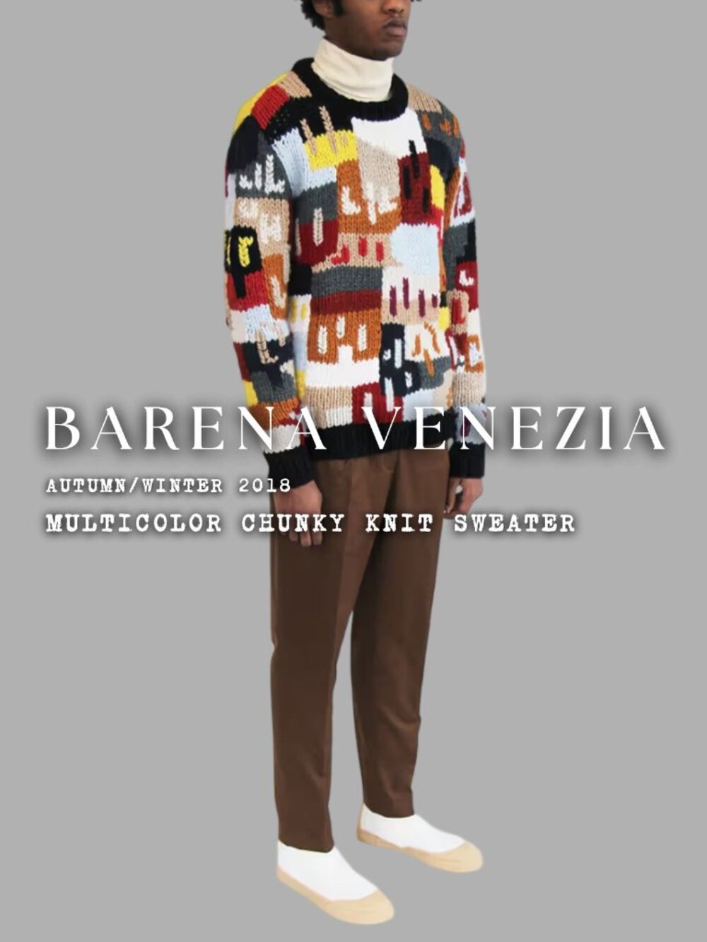 BARENA VENEZIA Multicolor Chunky Wool Knit Sweater Sz M Relaxed Fit